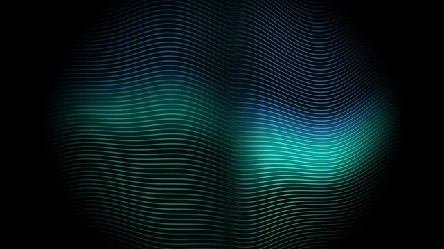Wavy lines and mesh patterns flow dynamically across a black background