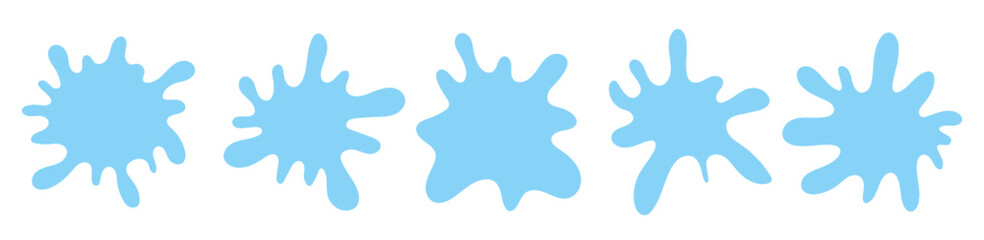 Obraz premium Water or milk puddle frame with wavy edges and splash shapes vector illustration set. Perfect for creative designs with water themes and borders that look nice with liquid drip effects.