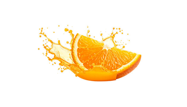 Freshly squeezed orange juice on a white background