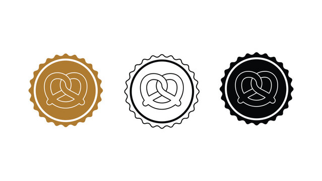 Pretzel logo icon set with golden, black and white colors