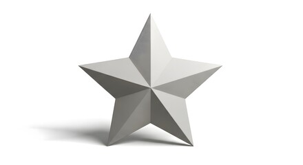 Obraz premium Geometric Silver Star Shape Isolated on White Background.