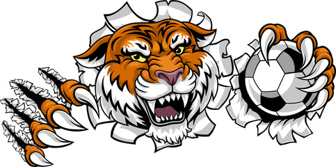 A tiger soccer football ball animal sports team mascot