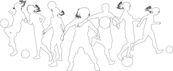 Silhouette soccer football player set. Active sports people healthy players fitness silhouettes concept. © Christos Georghiou