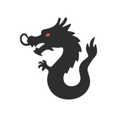 Obraz premium Black Dragon Silhouette Icon