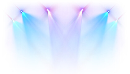 Lens flare vibrant stage spotlight beams. Glowing light rays background. perfect for wedding card, VFX design, theatre stage poster, party, music event. © NotjungCG