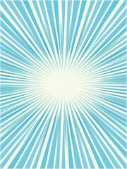 Retro Light Blue Sunburst Background with Vintage Rays