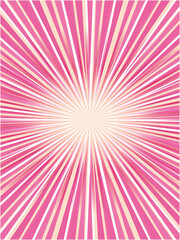 Retro Pink Sunburst Background with Vintage Rays