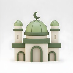 mosque 3d rendering isolated on white background cartoon plastic style icon