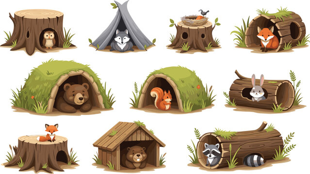 Cute Woodland Animal Homes &ndash; Forest Burrows, Tree Stumps & Cozy Hideouts