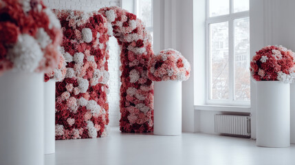 Floral Arch and Columns in Bright Studio
