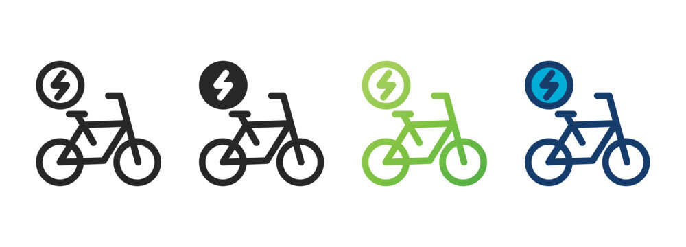 electric bicycle icon collection with multiple styles