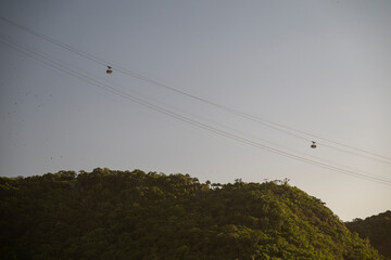 Beautiful view from the ocean to Sugar Loaf mountain in Rio