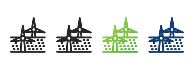 wind farm icon collection with multiple styles © rann_design
