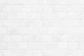 Fototapeta premium Kitchen wallpaper concept: Close up modern white brick tiles wall texture background, White brick wall texture background for stone tile block in grey light color wallpaper modern interior.