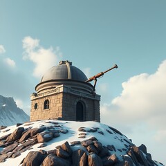 A futuristic tower with a cannon on top