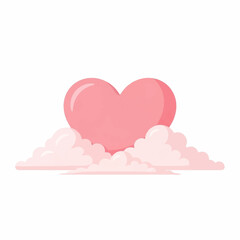 Pink Heart Floating Above Soft Clouds.