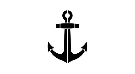 Black anchor icon on a white background, nautical symbol, vector graphic © beni