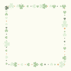 Frame of Green Clover Pattern on Light Background. This repeating botanical design evokes Irish, spring, and St. Patrick&rsquo;s Day themes.