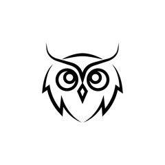 Simple owl head illustration with line style