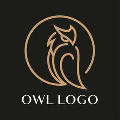 Obraz premium Owl Logo Design with Simple Lines.