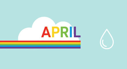 Fototapeta premium April Rain Cloud with Raindrop Symbol.