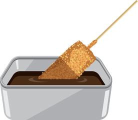 ソースにつけている串カツのイメージイラスト