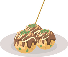 お皿に盛り付けられたたこ焼きのイメージイラスト