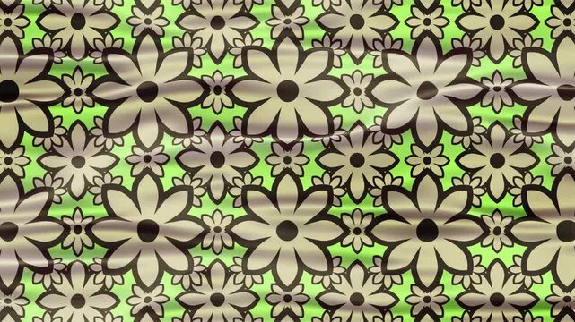 Seamless looping flower pattern animation in light brown and green with a repetitive floral motif for motion graphics