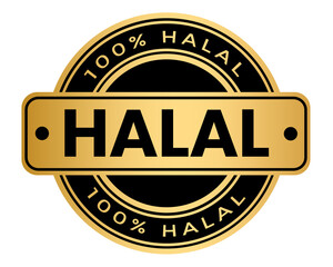 luxury gold halal round stamp element png file