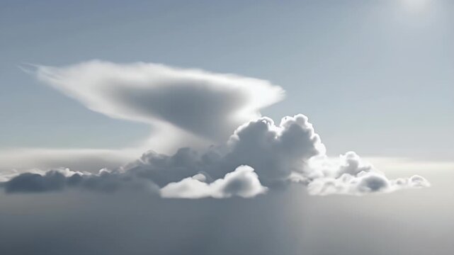 Stunning Pileus Cloud Cap Formation over Developing Cumulus Cloud in a Softly Lit Sky