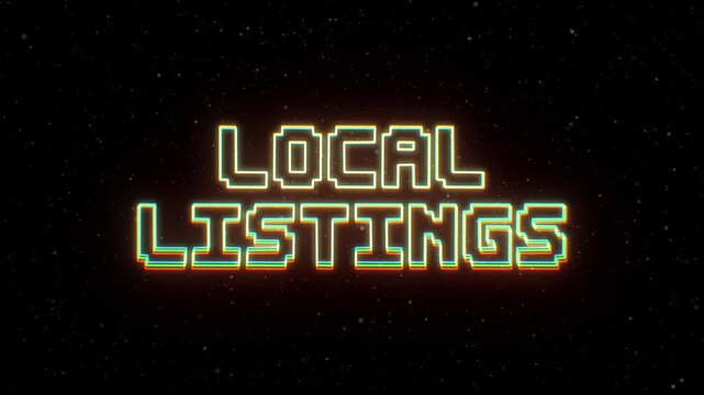 Local Listings Neon text with retro style