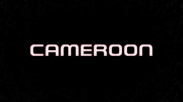 Electrified flashing CAMEROON animated graphic in white yellow and black