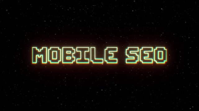 Mobile SEO Neon text with retro style