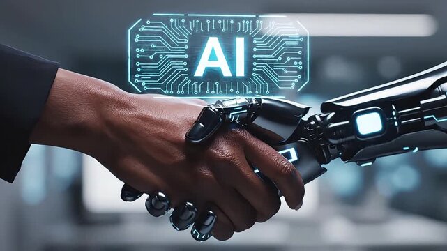 Human Robot Handshake Artificial Intelligence Collaboration.
