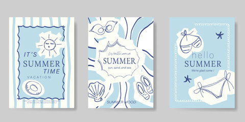 Italy summer party invitation card vector. Italian poster with lemon, leaves, lobster, wine, cheese, tomato, crab, shell in line art. Design for wedding card, greeting card, cover, poster. © babeer