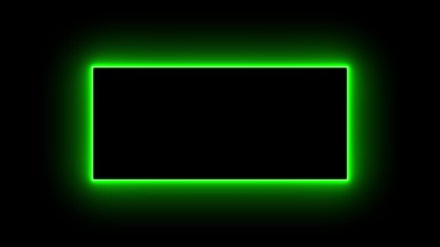Abstract glowing neon light rectangle border frame animation, Futuristic light effect isolated on black Background