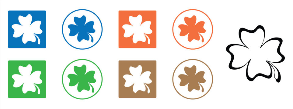 clover leaf icon, symbol of luck with various colors isolated design