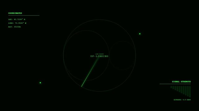 Green radar screen with rotating sweep and target indicators in a circular digital interface design.