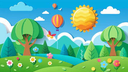 Naklejka premium Creative paper art illustration of a summer discount promotion with layered craft foliage..eps