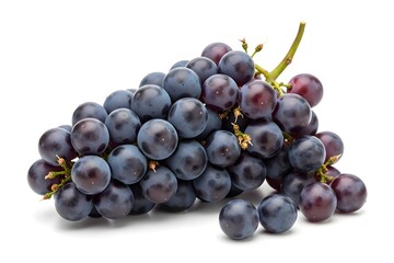 Fototapeta premium A bunch of purple grapes on a white background