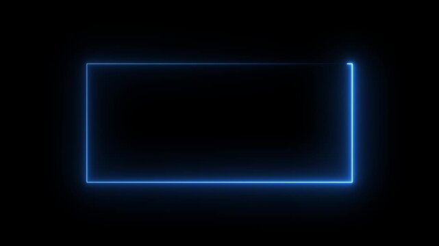 square rectangle picture frame icon animation glowing neon red color border frame display neon box movement screen round shape rotation footage retro line banner on black background