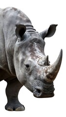 Obraz premium Portrait of a rhinoceros on white background.