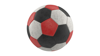 Fototapeta premium Soccer Ball in Red, Black, and White Colors on Plain White Background for Sports Advertising