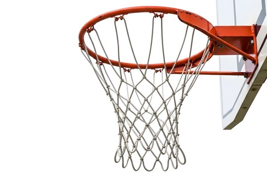 A basketball hoop with a white background