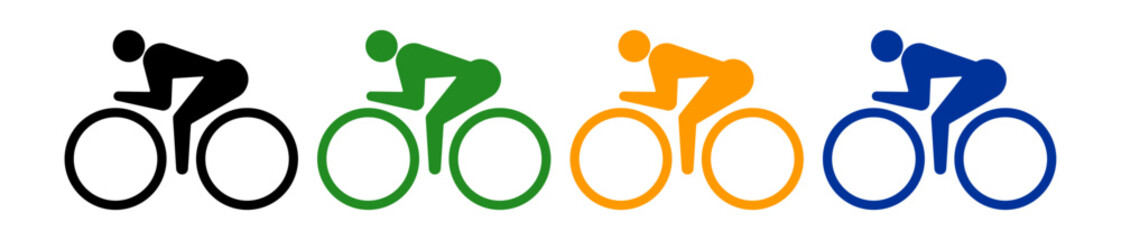 チームで走る自転車のピクトグラム（4色セット）