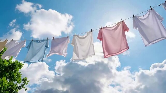 White clothes drying in the sun