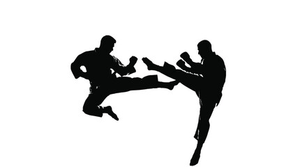 Two Fighters Sparring Silhouette Illustration