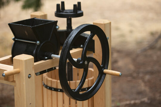 A view of the process of making apple cider.