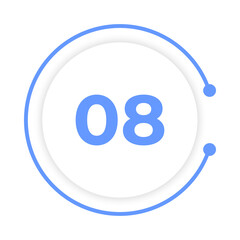 Number 8 button with light blue line