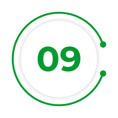 9 button with green line
